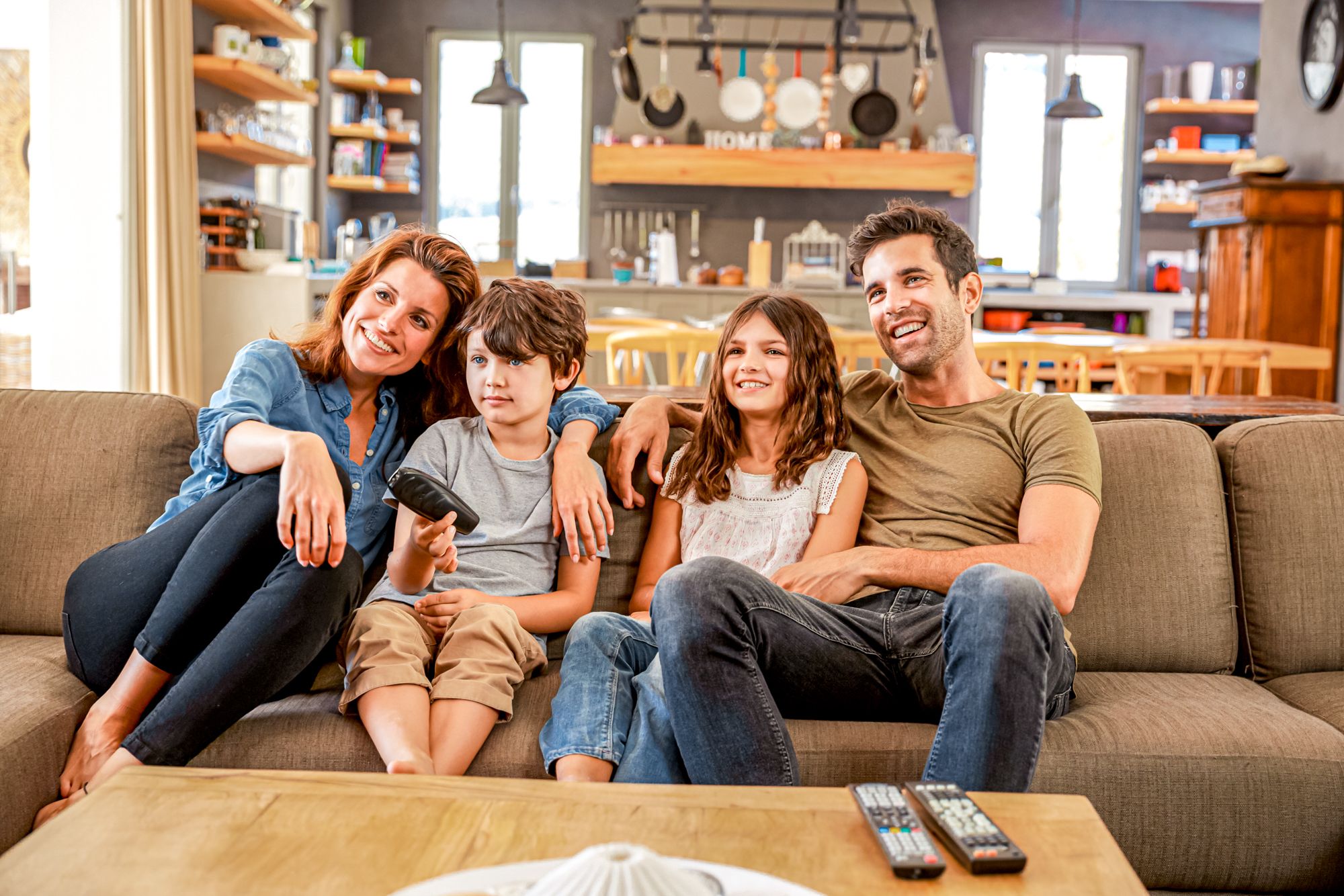 Educational Indoor Activities Family Watching TV