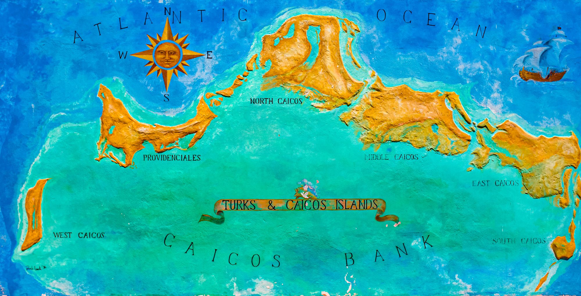 Turks Caicos Map Mural