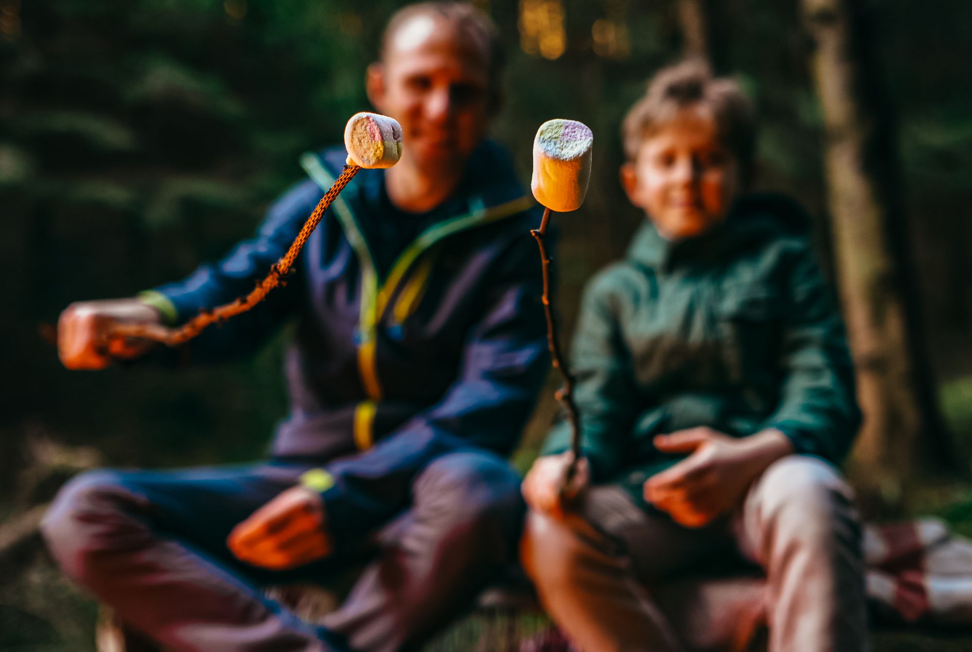 Father Son Camping Marshmellow Roast