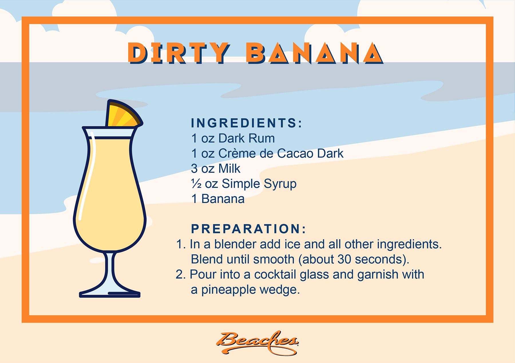 Beaches Cocktail Recipe Cards Dirty Banana