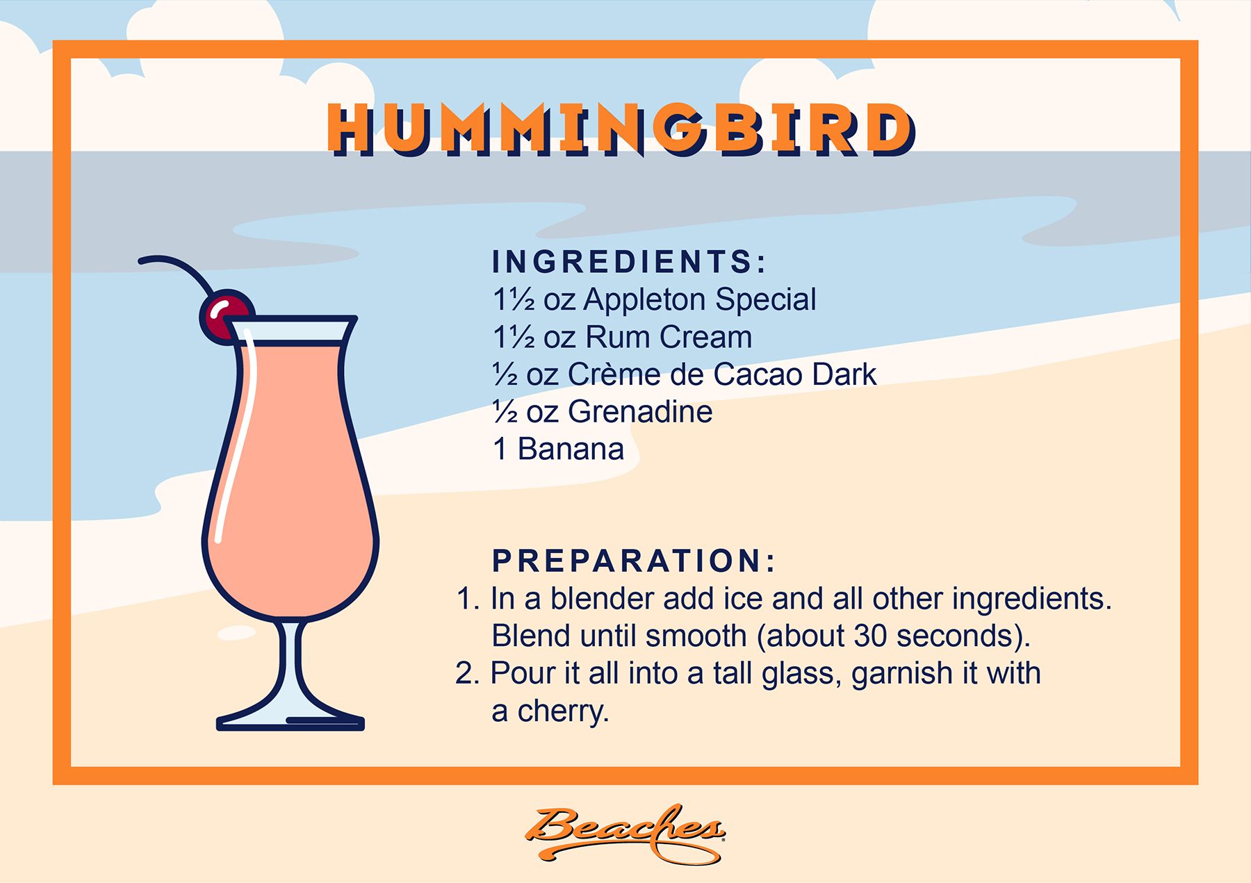 Beaches Cocktail Recipe Cards Hummingbird