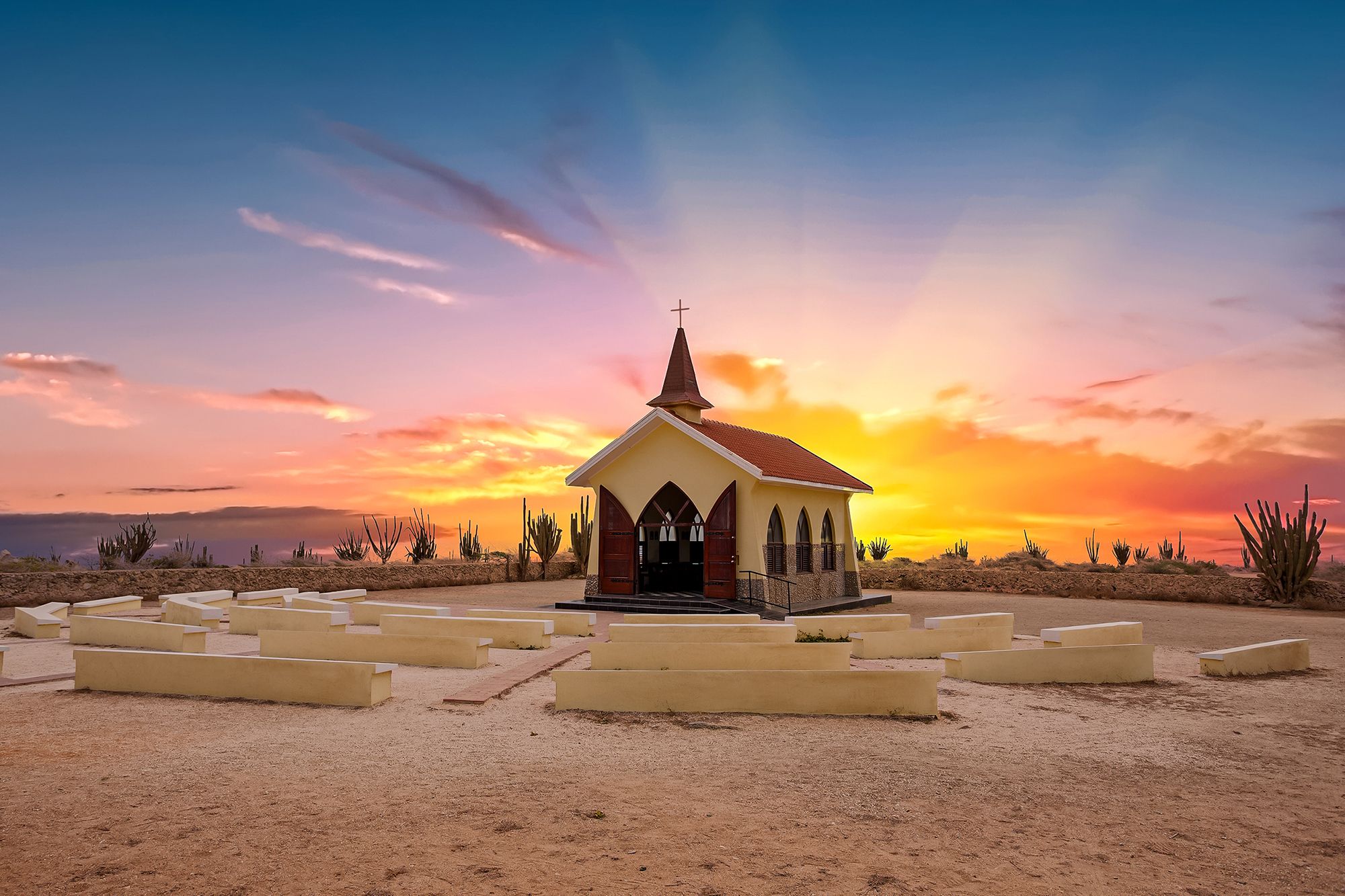 Alto Vista Chapel Aruba Sunset