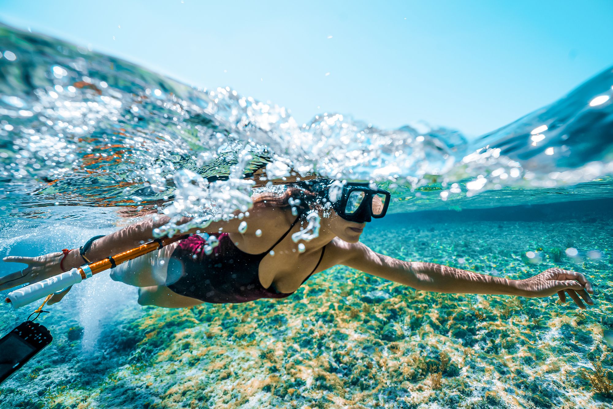 Beaches Woman Snorkeling Underwater Side
