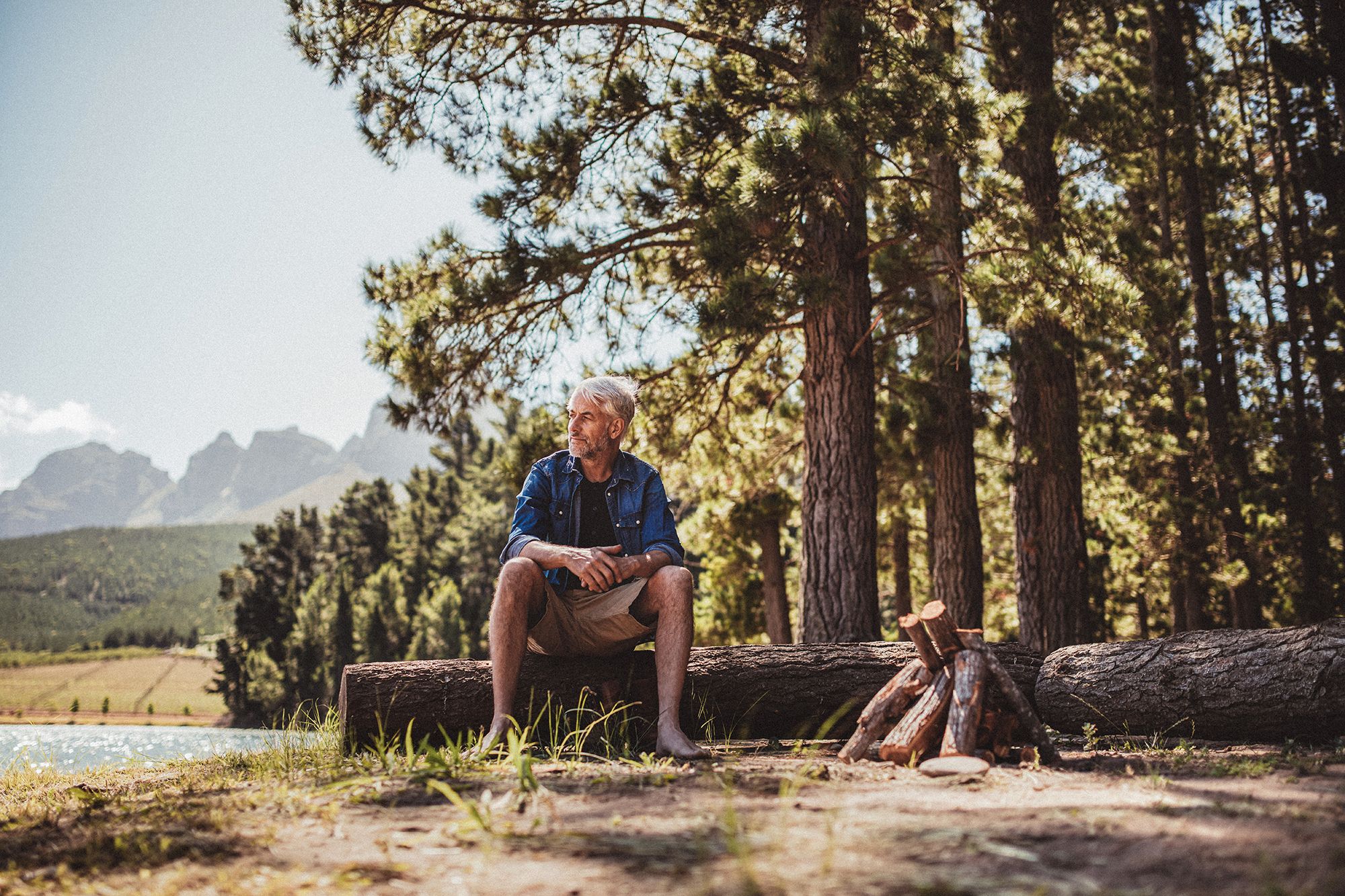 Mature Man Hiking Outdoors