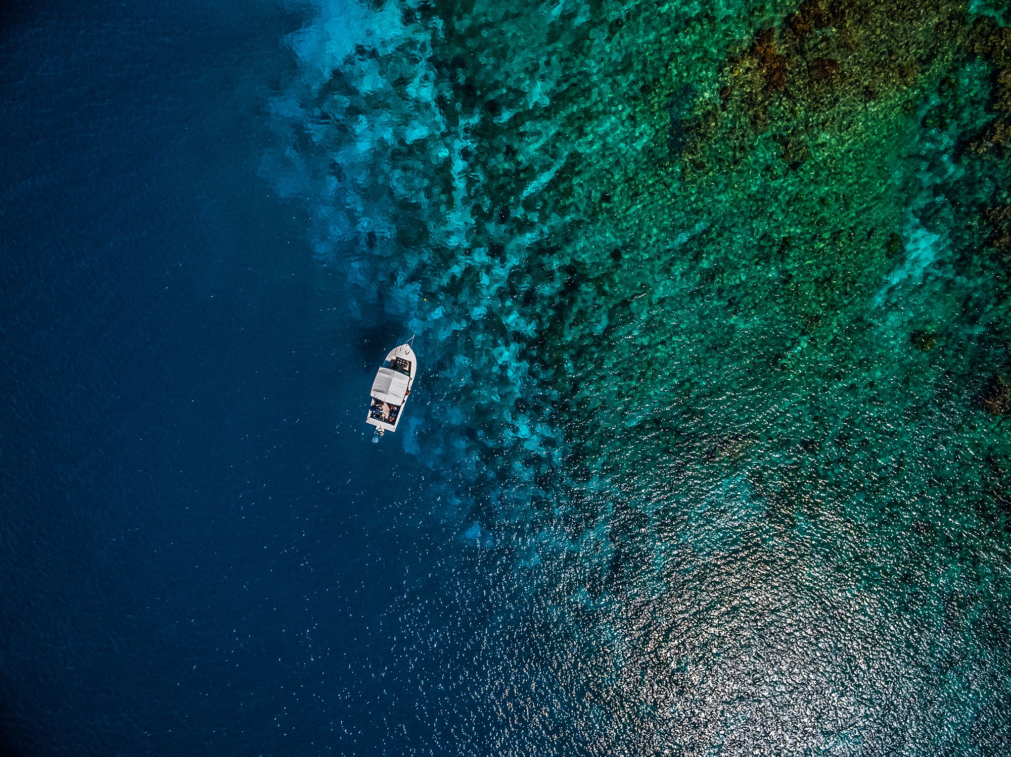 Turks Caicos Reef Fishing Boat Aerial
