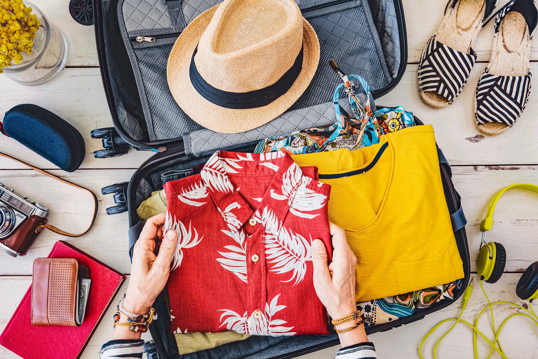 Woman packing luggage