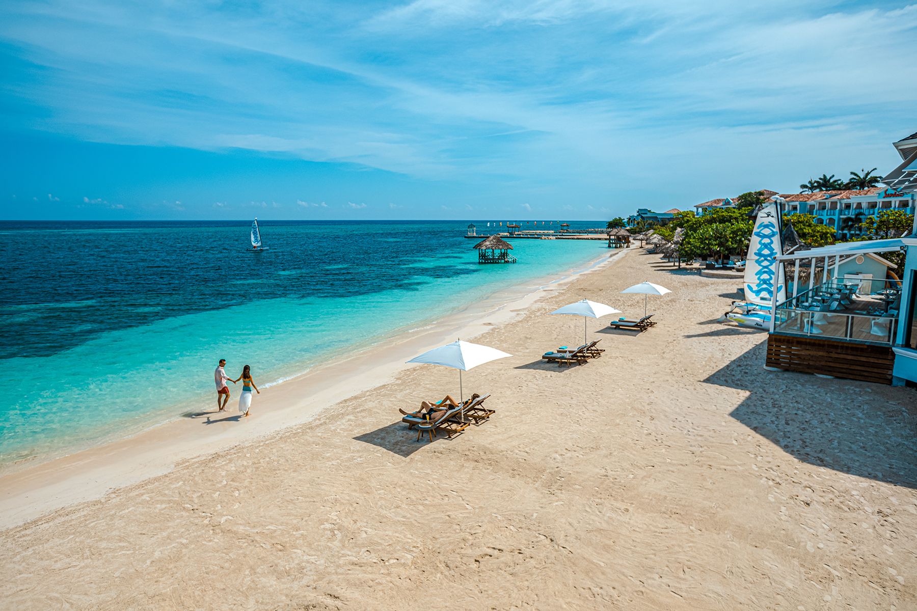 Sandals Montego Bay Beach Flags Aerial