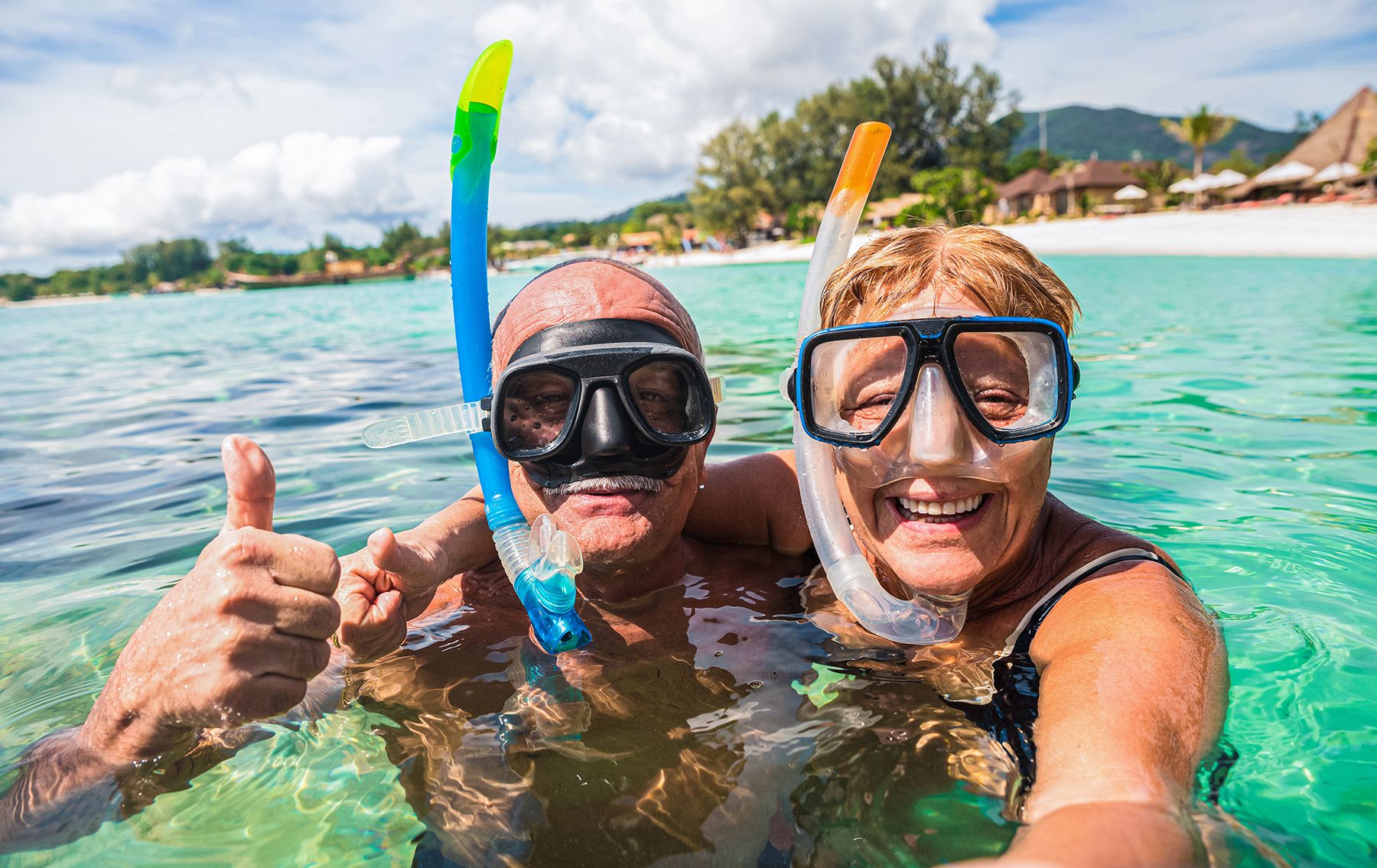 Elder Couple Snorkeling Resort