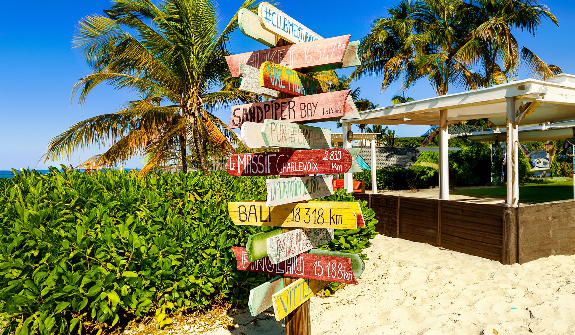 Grace Bay Beach Sign Arrows Turks Caicos