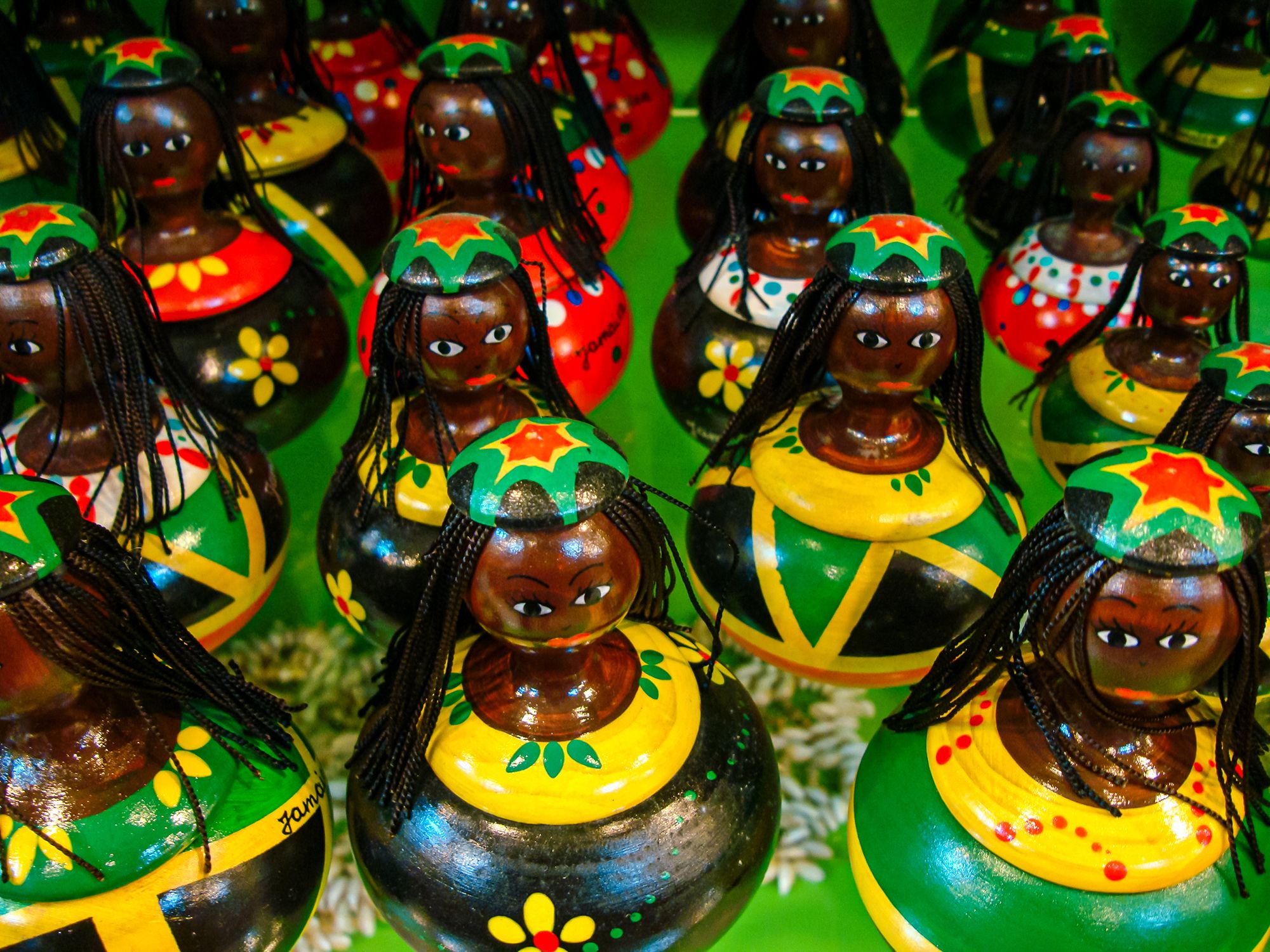 Jamaica Souvenir Carved Wooden Dolls