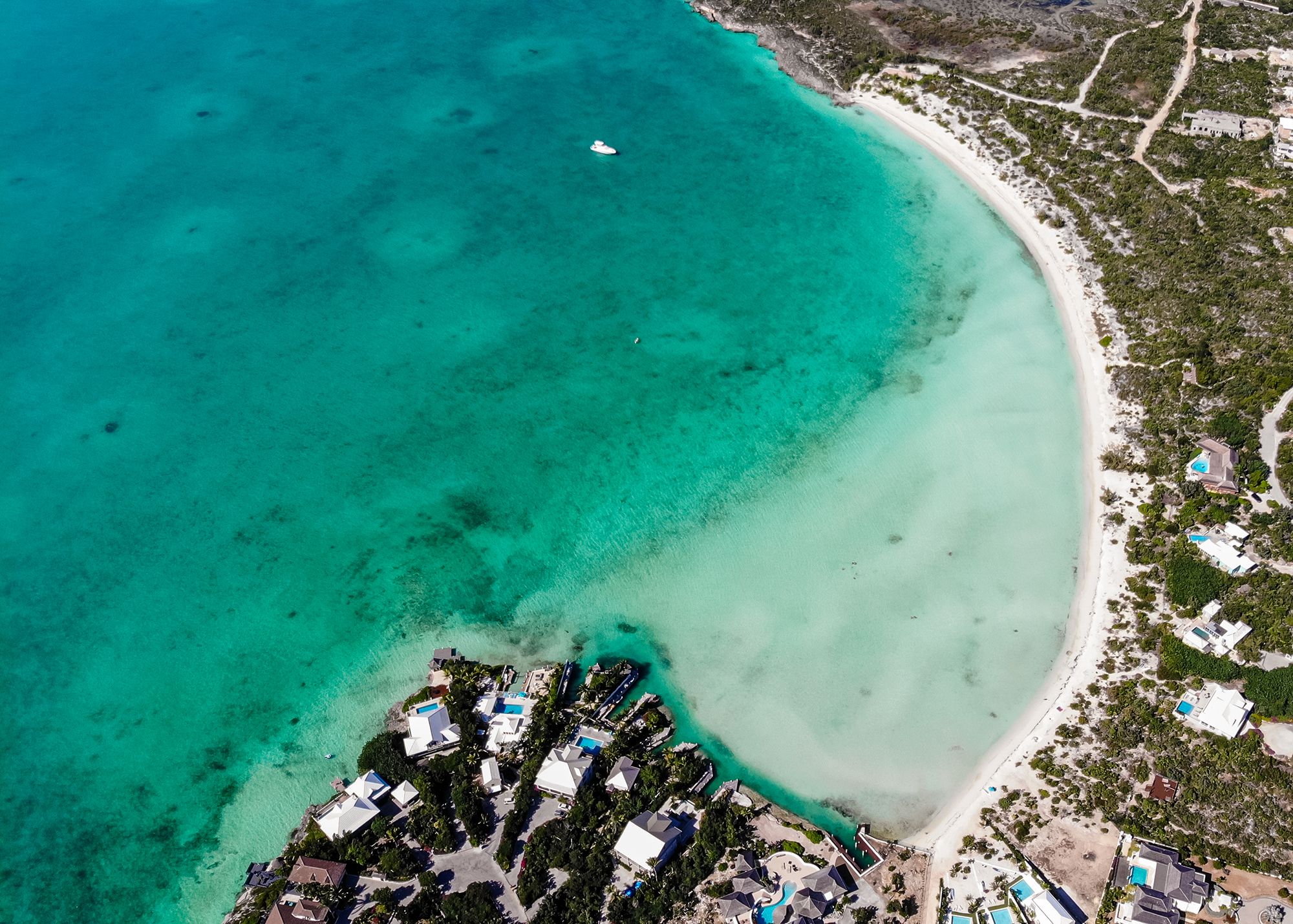 Aerial Sapodilla Bay Turks Caicos