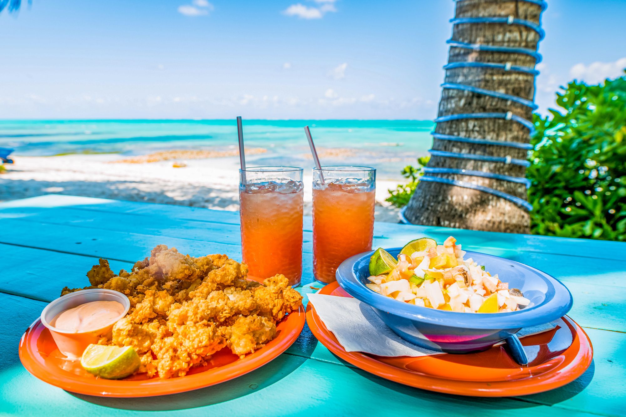 Conch fritters conch salad punch Turks Caicos